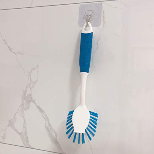 PHYEX 8-Pack Kitchen Diffusion Type Scrub Brush for Cleaning Dishes Pots Pan Sink and Bathroom with Comfortable Long Handle - Thumbnail 7