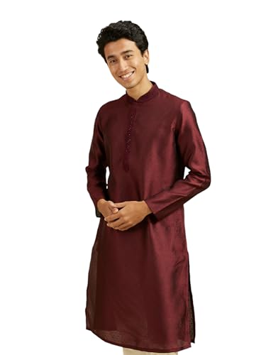 Image of DIWAS BY MANYAVAR Men's Art Silk Thread Work Kurta (1pc)