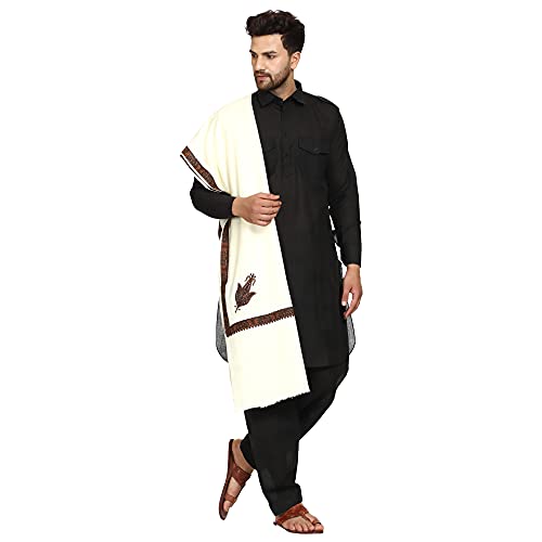 Image of SWI WITH LABEL Men's Kashmiri Embroidered Wool Shawl