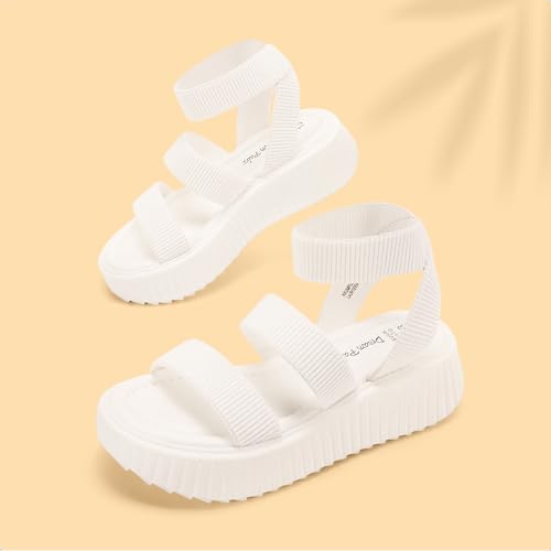 Image of DREAM PAIRS Girls Flatform Wedge Open Toe Platform Summer Sandals with Buckle Ankle Strap for Little Kid /Big Kid
