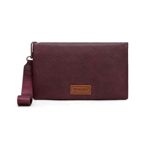 Image of Wrangler Womens Wristlet Wallet RFID Blocking Bifold Clutch Credit Card Holder Purse with Crossbody Strap