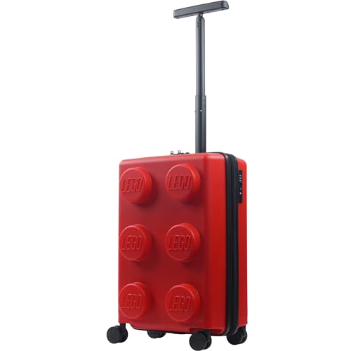 Concept One LEGO 22 Inch Carry On Luggage Signature Trolley Expandable Hardshell Rolling Suitcase with Spinner Wheels Red