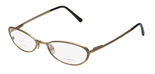 Vera Wang Epiphany I Womens/Ladies Designer Full-rim Titanium Crystals Flexible Hinges Hot Handmade In Italy Eyeglasses/Eye Glasses (49-17-130, Gold)