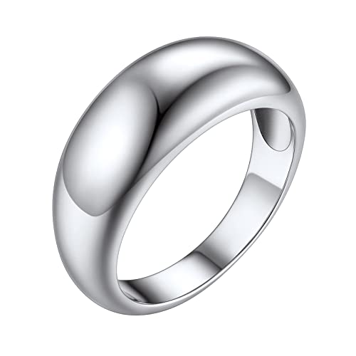 FOCALOOK Croissant Ring Edelstahl Verlobungsring Trauring Antragsring Dom Ring Chunky Ring Hochzeit Verlobung Modeschmuck für Braut Brautjungfer Größe 59 (18.8) Cover