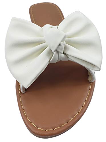 Image of Tiara Women's Bow Sandals, Slip On Flat Slides with Bow Detail | Cute Summer Sandals, Cushioned for All-Day Comfort - Great for Beach, Vacation & Everyday Wear