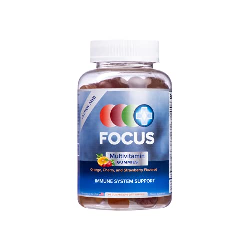 Image of Focus Fruit Flavored Multivitamin Gummies, Gluten Free, 90 Count | Daily immune system support supplement to fill in nutrition gaps and help boost energy levels, made in USA, 45-day supply