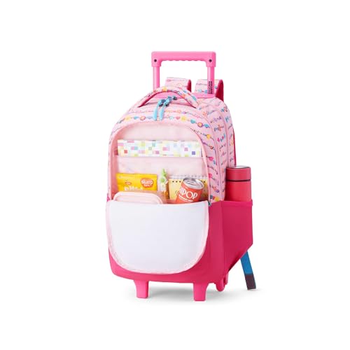 Image of American Tourister Sway | 32.57 Ltrs | 3 Compartments | Bottle Pocket | Ergonomic Padded Back Panel & Shoulder Straps | 360 Spinner Wheels | School Backpack for Boys & Girls | Buddy Pink