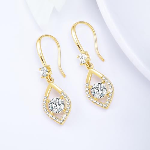 Gold Dangle Earrings for Wome 14K Gold Drop Earrings for Women Earring Minimalist Aesthetic with Cubic Zirconia Dangle Drop Earring2