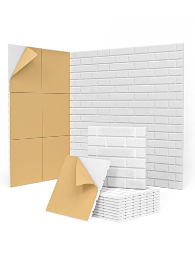 Image of Thickened Acoustic Panels, 10 Pack Self-Adhesive Sound Absorbing Tiles for Walls & Ceilings, Peel & Stick Decorative French Brick wall Panels for Studio, Home Office, Gaming Room, 12 inchx12 inchx0.47 inch, White