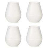 Stemless Silicone Wine Glasses, Unbreakable Outdoor Cups, Shatterproof Rubber, Set of 4