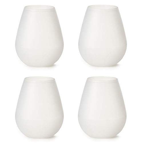 Stemless Silicone Wine Glasses, Unbreakable Outdoor Cups, Shatterproof Rubber, Set of 4