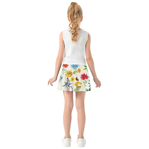 Wildflowers Athletic Shorts for Girls Skorts Tennis Skirts Kids Custom School Skirt 3t4