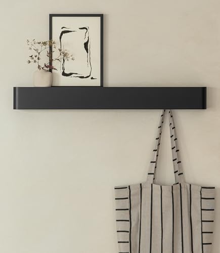 Kazai.® Wandgarderobe \'Tone\' | Moderne Garderobe mit versteckten Jackenhaken und Ablage | Design Flur-Garderobenleiste aus Metall | Hakenleiste Wand-Montage | Schwarz Kazai.® Wandgarderobe \'Tone\' | Moderne Garderobe mit versteckten Jackenhaken und Ablage | Design Flur-Garderobenleiste aus Metall | Hakenleiste Wand-Montage | Schwarz