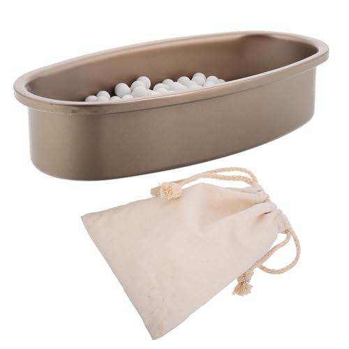 FIXOSHEE Piedras Cerámicas para Horno con Bolsa y Bandeja Dorada Pesas Naturales para Cortezas Crujientes y Cocción Uniforme de Pizza y Repostería