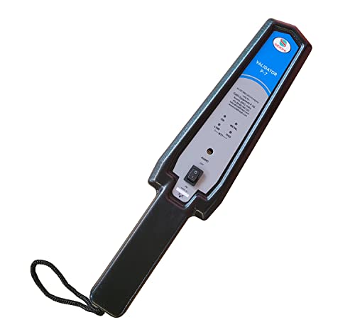 Image of Hand Held Metal Detector Model Validator P-7 (Black-Blue) with LED Indicator for Malls, Airports, Railway Stations, Banks
