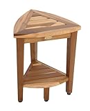 EcoDecors Snazzy Corner Waterproof Teak Wood Shower Bench Stool Seat Chair For Inside Shower Provides Safety, Storage, and Organization For Bathroom Accessories