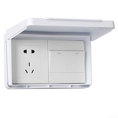 Cubierta Protectora Delgada Impermeable for enchufes, Protector contra Salpicaduras fácil de Abrir y Cerrar for Tomas de Pared de baño(White)