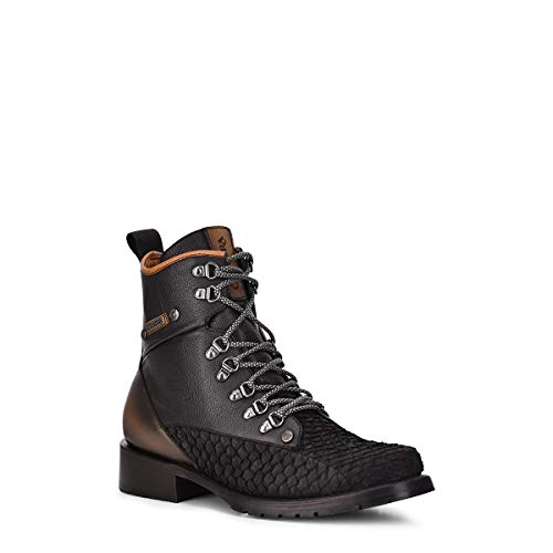 Cuadra Men's Mining Boot in Genuine Pirarucu Leather and Bovine Leather with Laces and Zipper2