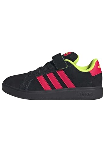adidas Mixte Enfant Grand Court 00s Shoes Children, Core Black/Lucid Red/Lucid Lemon, 34 EU
