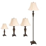 Globe 6860501 Floor and Table Lamp, Dark Wood Finish, 4 Pack Combo