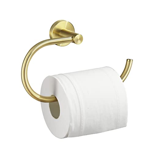 BigBig Home Goldfarbener Toilettenpapierhalter, Badezimmer SUS 304 Edelstahl Toilettenpapierhalter Wandhalterung, gebürstetes Messing Toilettenpapierhalter für Küche Waschraum Cover