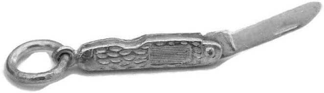 Miniature Folding Knife Pendant Charm .925 Sterling silver!!