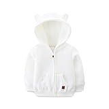 Baby Fall Outfit Boy Girl Sherpa Hooded Fleece Lined Full Zip up 6-9 Months White Sweatshirt
