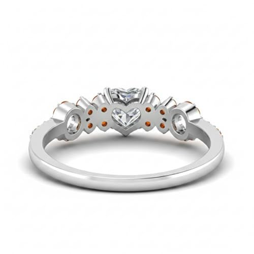 Image of Choose Your Gemstone Beautiful XO Design Diamond CZ Ring 925 Sterling Silver Heart Shape Side Stone Engagement Rings Lightweight Office Wear Everyday Gift Jewelry US Size 4 to 12