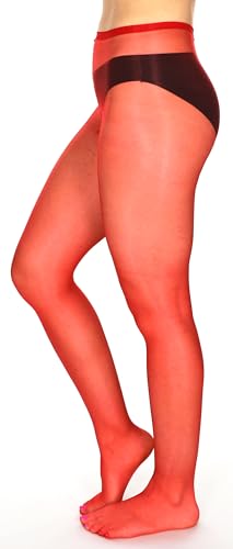 Mona's Choice Ultra Sheer Pantyhose/Sheer to Waist Pantyhose/Glossy Pantyhose (1, Red 10 Denier)4