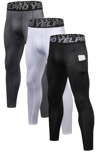 Queerier Men’s Compression Pants Athletic Running Leggings Workout Tights Quick Dry Base Layer for Basketball Sports