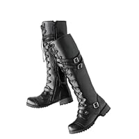 Generisch 2026 Women Steampk Gothic Style Retro Punk Buckle Combat Boots Kids Girls 21, black, 10 UK