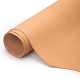 WUTA Vollnarben Rindsleder Pflanzlich Gegerbt Trommelgefärbt – Vorgeschnittener Lederzuschnitt für DIY Handwerk, Taschen, Geldbörsen(30 * 60cm,Eichenbraun)