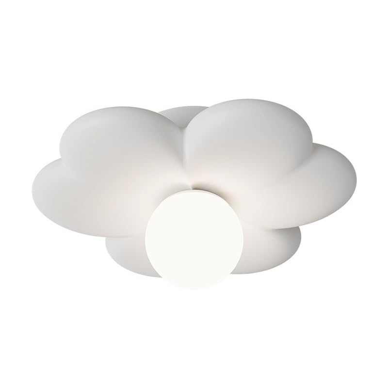 Plafonnier LED tricolore variable avec abat-jour fleur blanche en résine