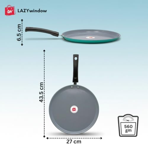 Image of LAZYwindow Cookware Combo Set, Induction Base Elite Nonstick Dosa Tawa with Plastic Whisker and Hand Blender
