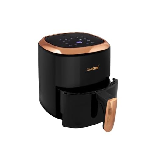 Greenchef Digital Air Fryer Frizzle with Touch Panel, uses up to 90% less fat, 8 Pre-set Menu, 1200W, 4.2 Liter (Black), Large