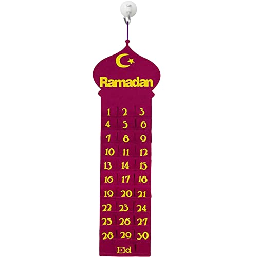 Bibest Calendrier du Ramadan, Calendrier de l'Avent Ramadan Aïd en Feutre à Suspendre, Eid Mubarak Suspendu Compte à rebours Calendrier, pour La Décoration De Ramadan Eid Mubarak Cover