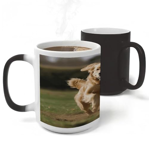 BTCOWZRV Golden Retriever Running Mug 11Oz Colour Changing Magic Coffee
