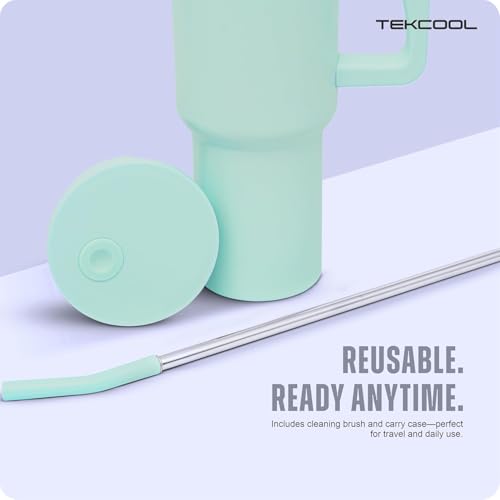 Image of Tumbler with lid and Straw 1200ML Cup Stainless Steel Hot and Cold with Handle and Lid 2 Straw Vacuum Insulated Tumbler for Water, Iced Tea or Coffee Office Gym Travelling