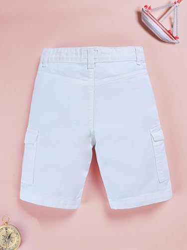 Image of KiddoPanti Boys Knee Length Cargo Denim Shorts with Flap Pockets & Button Closure Casual Wear