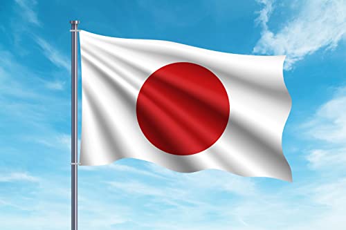 Oedim Bandera de Japón | 150x85cm | Reforzada y con Pespuntes | Bandera con 2 Ojales Metálicos y Resistente al Agua