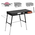 GANGSHELO Portable Outdoor Grill Stand, Adjustable Height Folding Table Made to fit 17” or 22” Blackstone Griddle, 35"W x 17"D Kitchen Cooking Prep BBQ Stand, Pizza Oven Stand for Ninia Grill?Black?