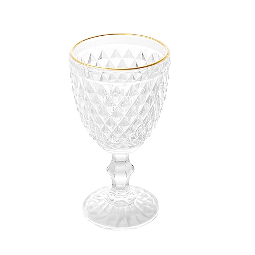 Taça de Água de Vidro Bico de Abacaxi com Fio de Ouro 325ml - Lyor