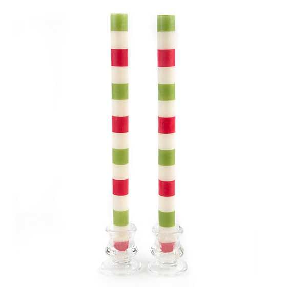 MacKenzie-Childs Multi Bands Red and Green Dinner Candles Set of 2