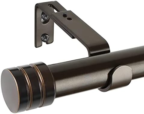 USFOOK 1 Inch Curtain Rods 30 to 88(2.5-7.3ft) Bronze Windows Curtains Rod, Splicing Drapery Rods with Cap Finial