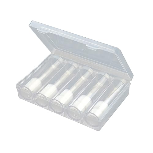 NUOBESTY 6pcs Coin Storage Tubes with Clear Plastic Holder Box Protective Coin Capsules for Collectors and Easy Viewing