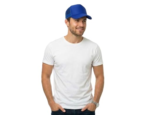 Image of NYFASHION101 Plain Mesh Trucker Hat - Breathable 6-Panel Daily Snapback Cap, Customizable Ideal for DIY Embroidery & Patches