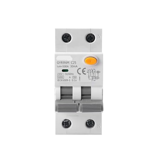 Disyuntor de corriente residual GYR9NM tipo A 2P 40A 30mA para protección sobrecorriente