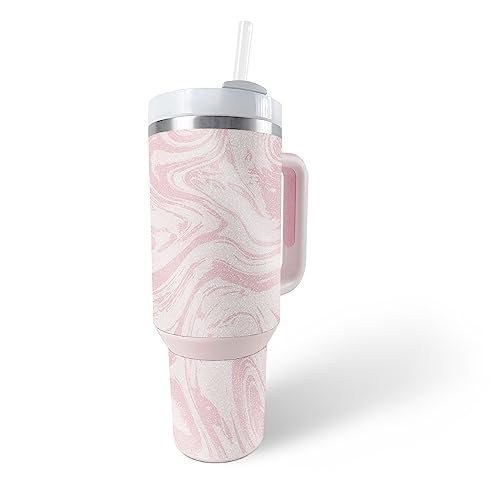 MightySkins Glossy Glitter Skin Compatible With Stanley The Quencher H2.0 FlowState 40 Oz Tumbler - Silky Pink | Protective, Durable High-Gloss Glitter Finish | Easy to Apply, Remove, and Change Style