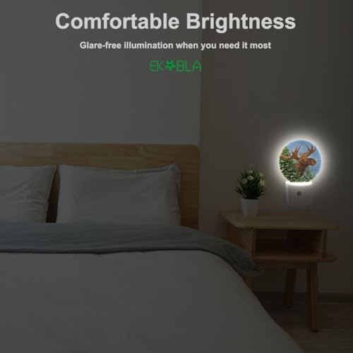 Image of EKOBLA Moose Night Light, Cute Elk Animal Night Lights Plug Into Wall for Christmas Home Decor and Holiday Gifts