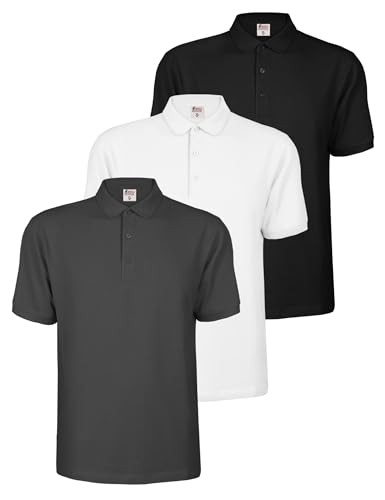 ALPIDEX Lot de 3 Polos Homme Polo Shirt Manches Courtes en Coton T-Shirt Classique Casual Uni S M L XL XXL 3XL 4XL 5XL, Taille:XXXL, Couleur:Storm